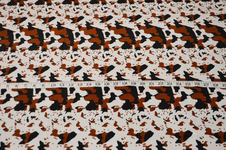 Big Brown Calf Polyester Satin Fabric - Brown Animal Print, 58/60" Width (1 Yard)