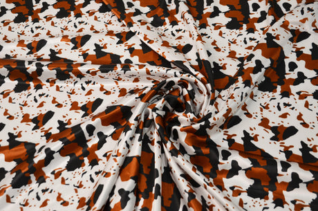 Big Brown Calf Polyester Satin Fabric - Brown Animal Print, 58/60" Width (1 Yard)