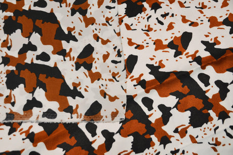 Big Brown Calf Polyester Satin Fabric - Brown Animal Print, 58/60" Width (1 Yard)