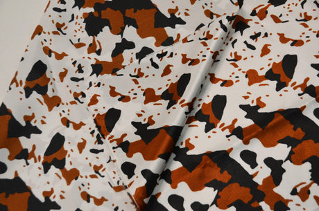 Big Brown Calf Polyester Satin Fabric - Brown Animal Print, 58/60" Width (1 Yard)
