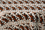 Big Brown Calf Polyester Satin Fabric - Brown Animal Print, 58/60" Width (1 Yard)
