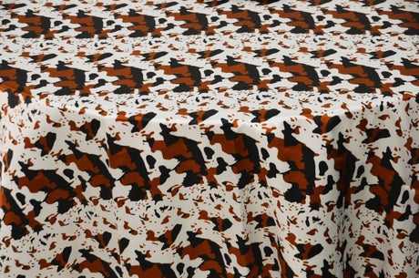 Big Brown Calf Polyester Satin Fabric - Brown Animal Print, 58/60" Width (1 Yard)