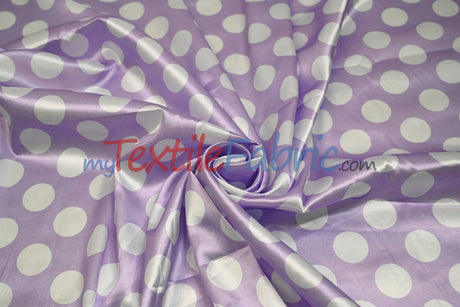 Polka Dot Charmeuse Satin Fabric - 58/60" Width, Multiple Colors, 1.5" Dots (1 Yard)