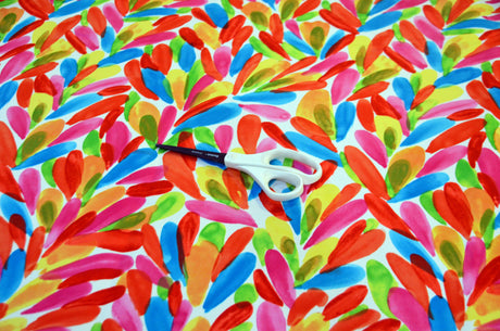 LA Vibe Print Polyester Fabric - Vibrant Multicolor Brushstroke, 58/60" Width (Yards)