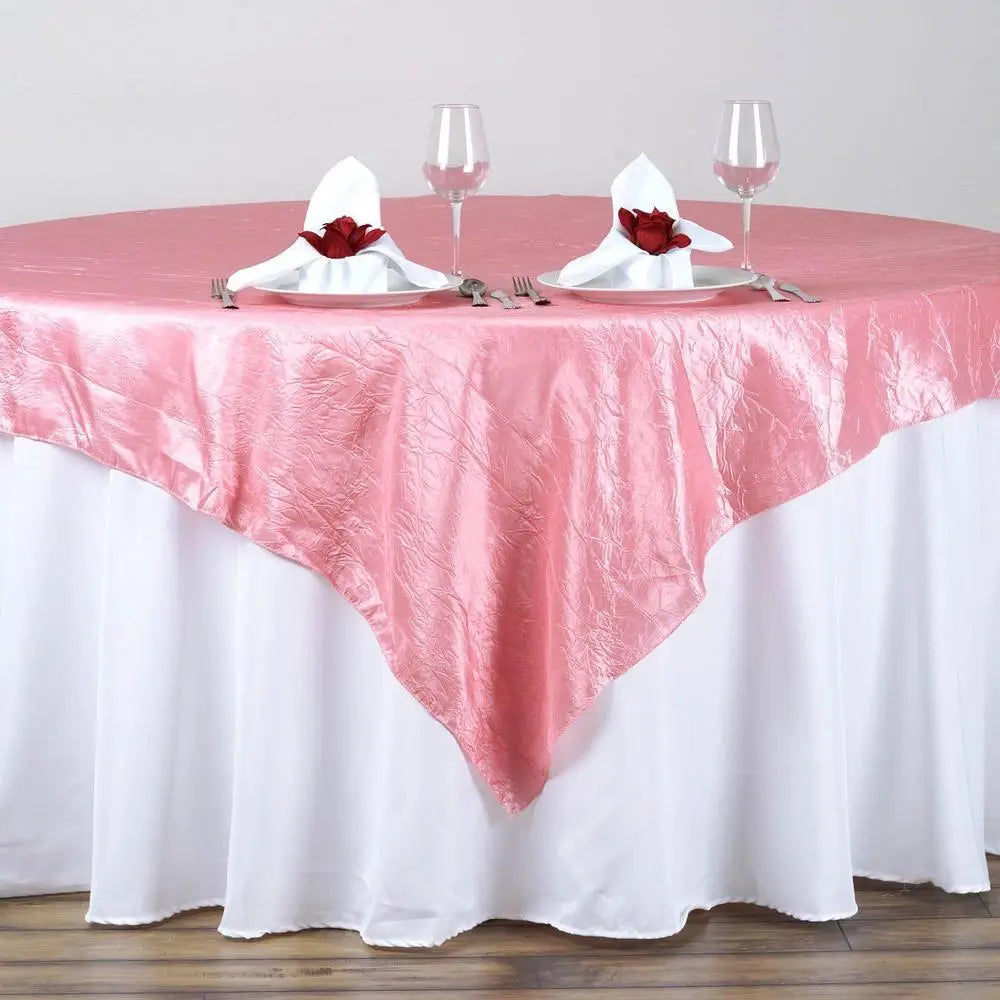 Rose Taffeta Crushed Crinkle Square Overlay 72″ x 72″