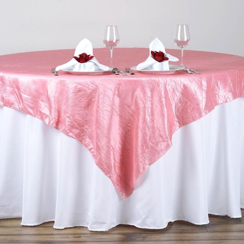 Rose Taffeta Crushed Crinkle Square Overlay 60″ x 60″
