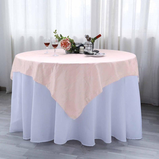 Blush Taffeta Crushed Crinkle Square Overlay 72″ x 72″