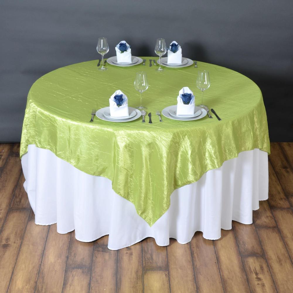 Apple Green Taffeta Crushed Crinkle Square Overlay 72″ x 72″
