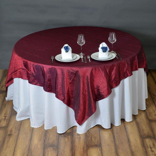 Burgundy Taffeta Crushed Crinkle Square Overlay 60″ x 60″