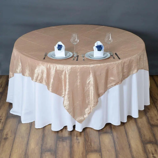 Champagne Taffeta Crushed Crinkle Square Overlay 85″ x 85″