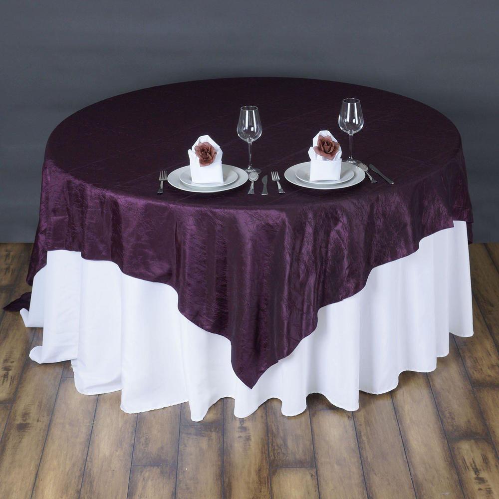 Eggplant Taffeta Crushed Crinkle Square Overlay 60″ x 60″