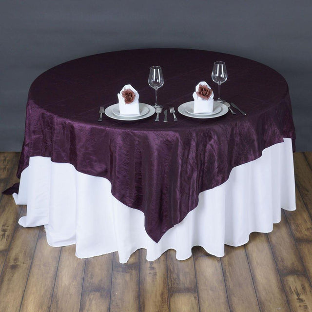 Eggplant Taffeta Crushed Crinkle Square Overlay 60″ x 60″