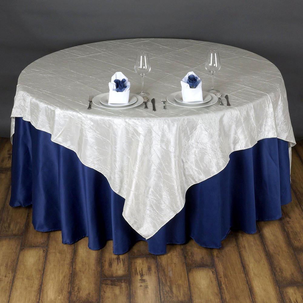 Ivory Taffeta Crushed Crinkle Square Overlay 85″ x 85″