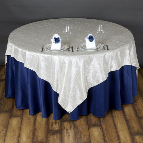Ivory Taffeta Crushed Crinkle Square Overlay 85″ x 85″