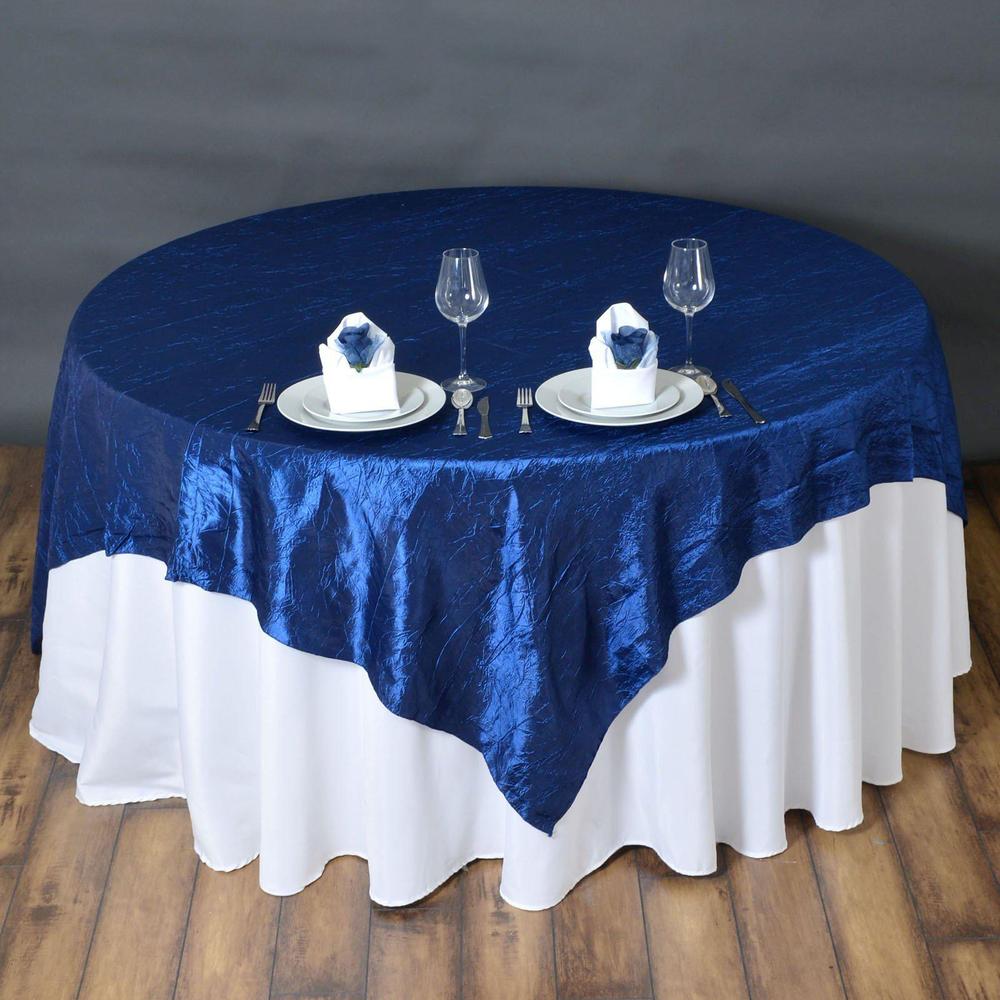 Navy Blue Taffeta Crushed Crinkle Square Overlay 60″ x 60″