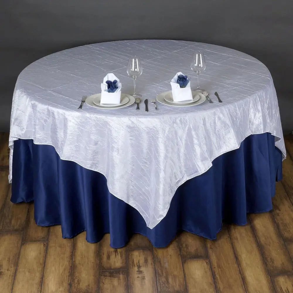White Taffeta Crushed Crinkle Square Overlay 85″ x 85″