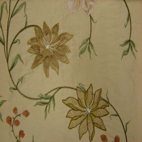 Layla Floral Embroidered Silk Fabric - Apricot, 54" Width (1 Yard)