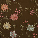 Layla Floral Embroidered Silk Fabric - Apricot, 54" Width (1 Yard)