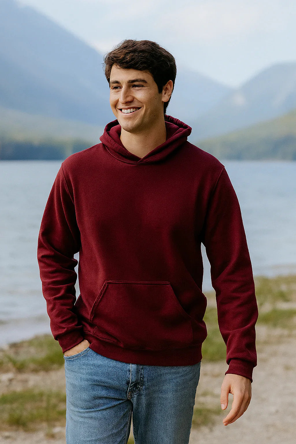 Lucky Blessed Life 401 Cotton Polyester Hoodie Fabric - Maroon, Unisex Sponge Fleece, 250 GSM (1 Piece)