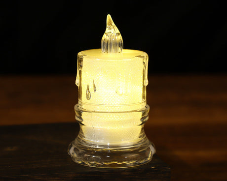 Clear Sparkly LED Flameless Decoration Candles 3 x 1.75 Pack of 12