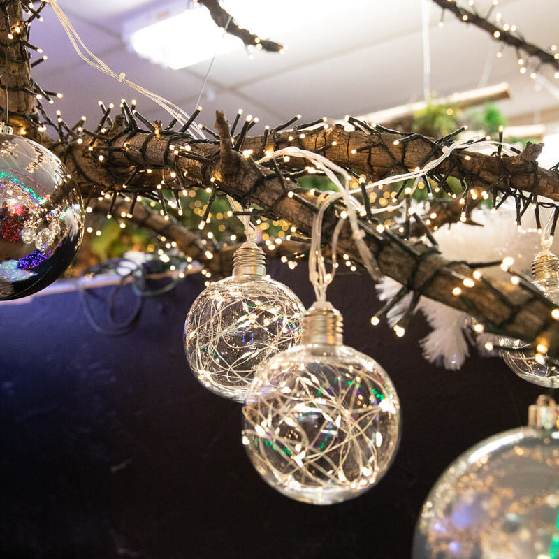 LED String Lights with Clear Balls - 4” Orbs
