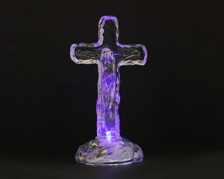 Clear Acrylic Light Up Religious Cross 5.625 Inch Set of 1