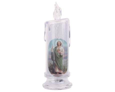Light Up LED St Judas Religious Candle 7.25 Inch Set of 1