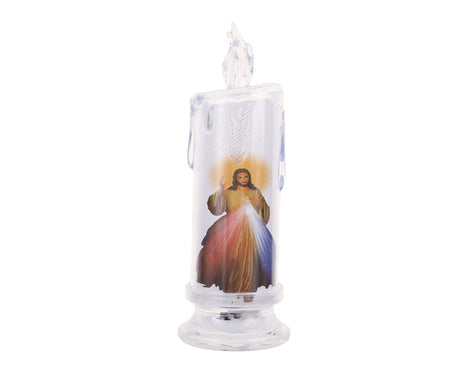 Light Up LED Divine Mercy Misericordia Religious Candle 7.25 Inch Set of 1