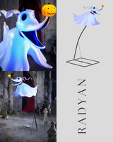 LED Zero Halloween Decoration with Light Up Pumpkin Nose 4.5 Feet