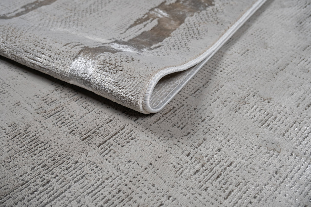 LEON 3201 Polyester Viscose Area Rug - Beige, Machine Loom, Made In Turkey, 9' 8" X 13' (1 Rug)