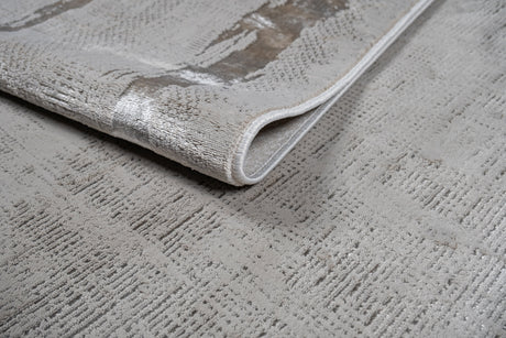 LEON 3201 Polyester Viscose Area Rug - Beige, Machine Loom, Made In Turkey, 9' 8" X 13' (1 Rug)