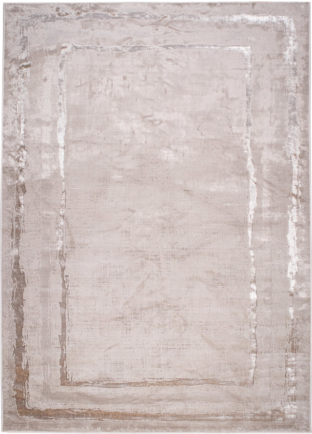 LEON 3201 Polyester Viscose Area Rug - Beige, Machine Loom, Made In Turkey, 9' 8" X 13' (1 Rug)