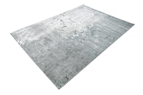 LEON 3203 Polyester Shiny Viscose Area Rug - Grey, Machine Loom, Made In Turkey (9' 8" X 13')