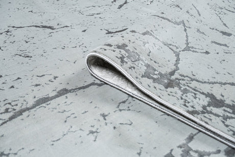 LEON 3203 Polyester Shiny Viscose Area Rug - Grey, Machine Loom, Made In Turkey (9' 8" X 13')