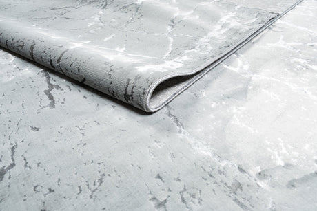 LEON 3203 Polyester Shiny Viscose Area Rug - Grey, Machine Loom, Made In Turkey (9' 8" X 13')