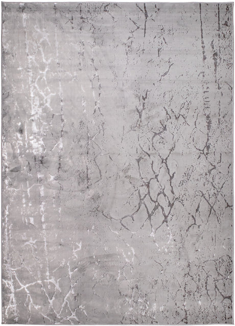 LEON 3203 Polyester Shiny Viscose Area Rug - Grey, Machine Loom, Made In Turkey (9' 8" X 13')