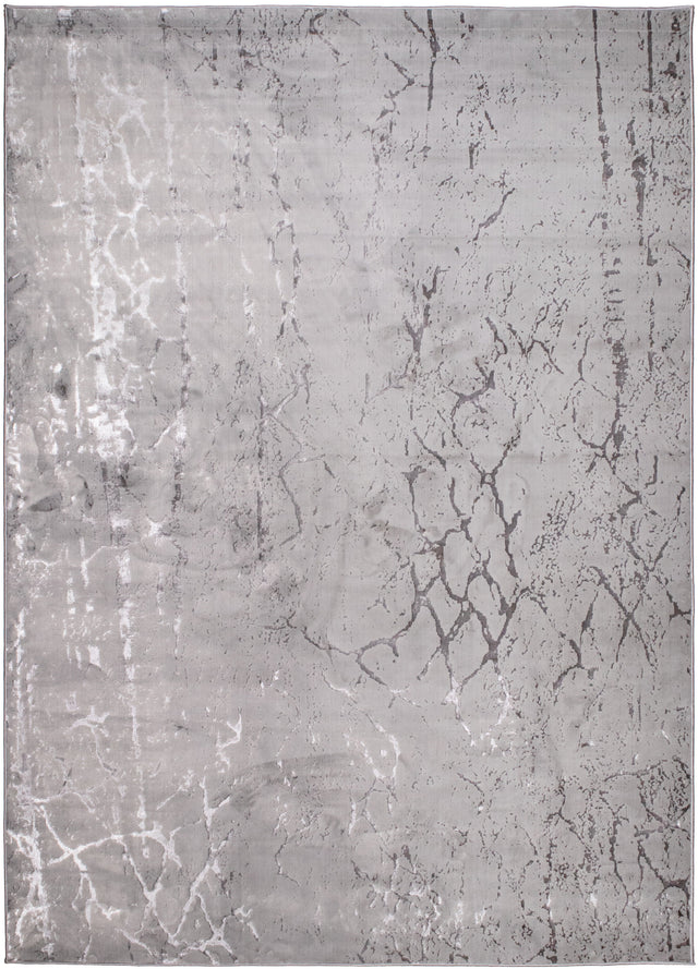 LEON 3203 Polyester Shiny Viscose Area Rug - Grey, Machine Loom, Made In Turkey (9' 8" X 13')