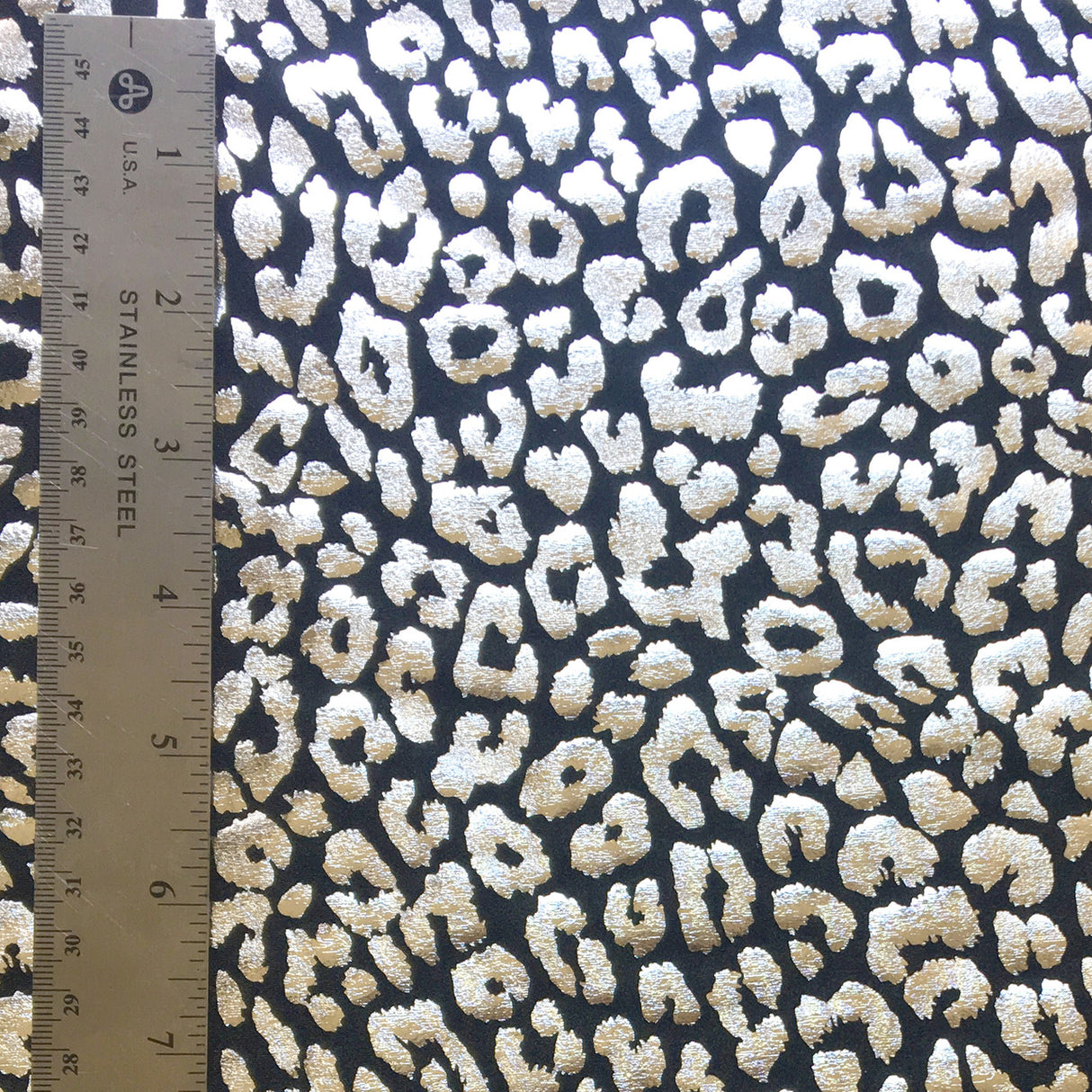 Leopard Reflective Stretch Nylon Spandex Fabric - Leopard Spot Design, Black, 58/60" Width