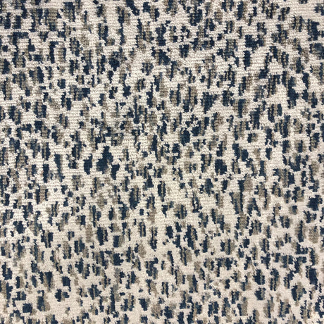 Lepard Animal Print Polyester Fabric - Velvet On Linen Look, Navy, Taupe, Gray, 55" Width (1 Yard)
