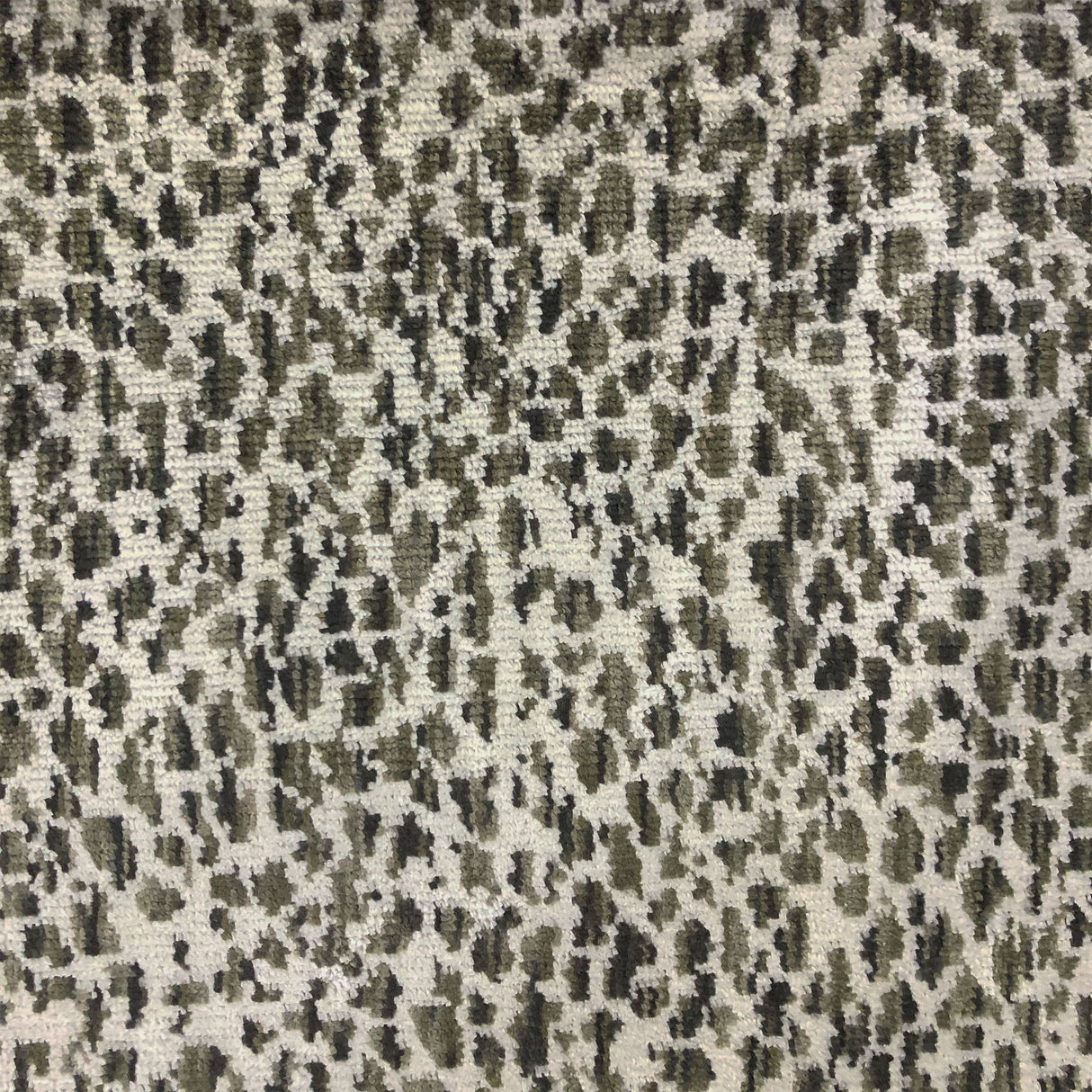 Lepard Animal Print Polyester Fabric - Velvet On Linen Look, Navy, Taupe, Gray, 55" Width (1 Yard)
