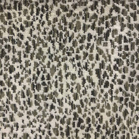 Lepard Animal Print Polyester Fabric - Velvet On Linen Look, Navy, Taupe, Gray, 55" Width (1 Yard)