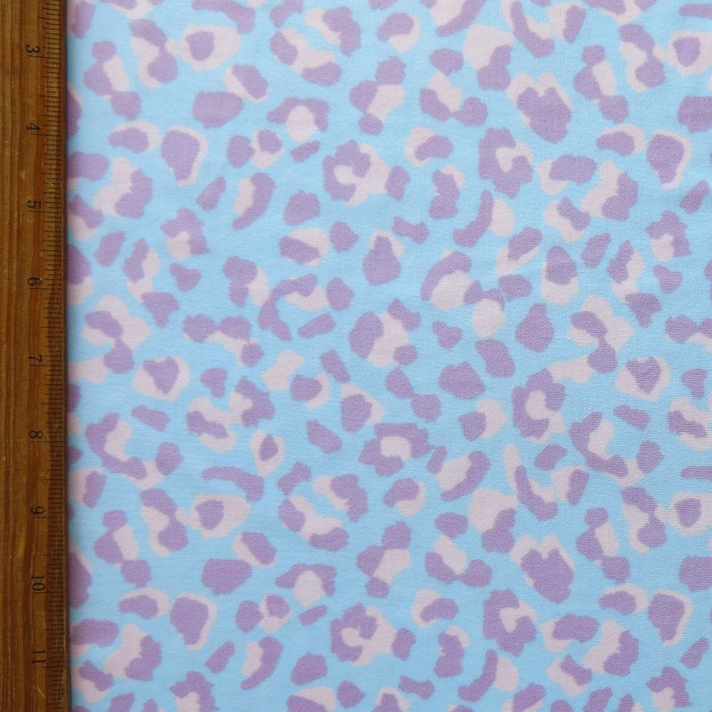 Swim Knit Purple/Pink Leopard on Baby Blue