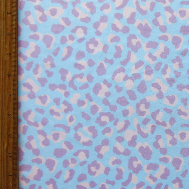 Swim Knit Purple/Pink Leopard on Baby Blue