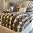 Soft Braided Look Cozy Faux Fur Fabric - Toned Mocha & Silver, Braided Look, 104" X 93" (Cal King/Eastern King - 104" X 93")