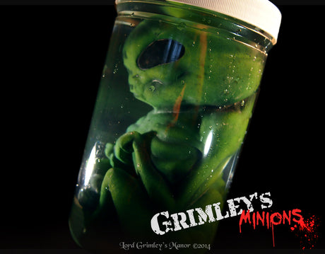 green alien and Cthulhu embryo specimen jars