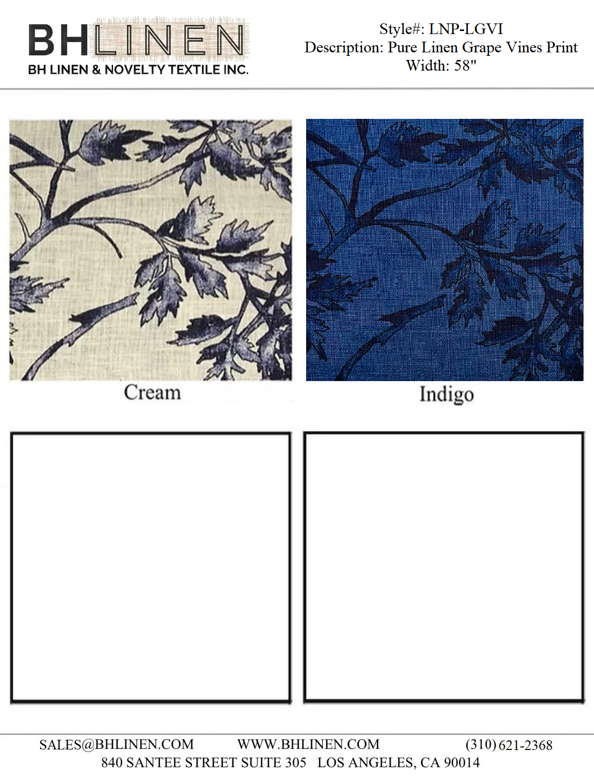Printed Linen Grape Vines Swatch