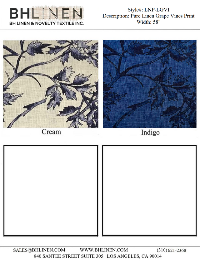 Printed Linen Grape Vines Swatch