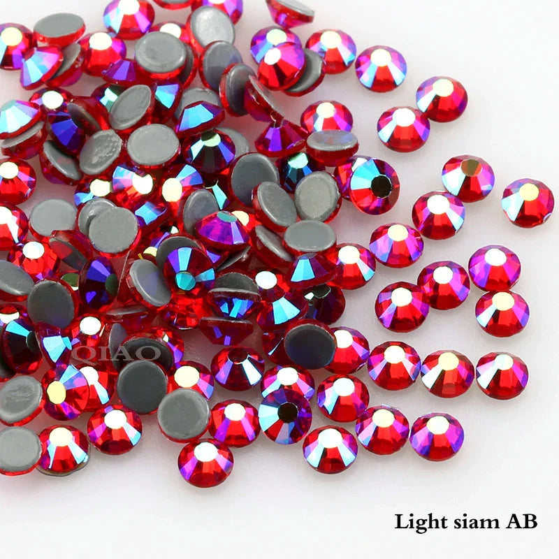 Small Bag Glue On Rhinestones Acrylic Fabric - Light Siam AB, Flat Back, 2MM To 6MM Sizes (1 Bag)