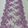 Lilac Sequin Lace Fabric - Embroideries On Mesh, Lilac, 52" Width