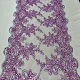 Sequin Lace Luxurious Fabric with Embroideries on Mesh by the Yard – Dresses, Gowns & Special Occasions 20" Width